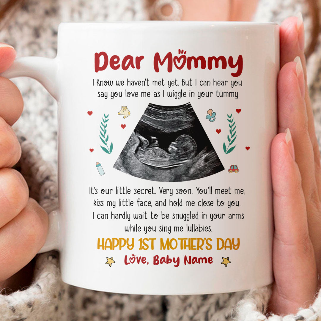 Wiggle In Mommy's Tummy Mug Personalized 1st Mother's Day Gift for Mom