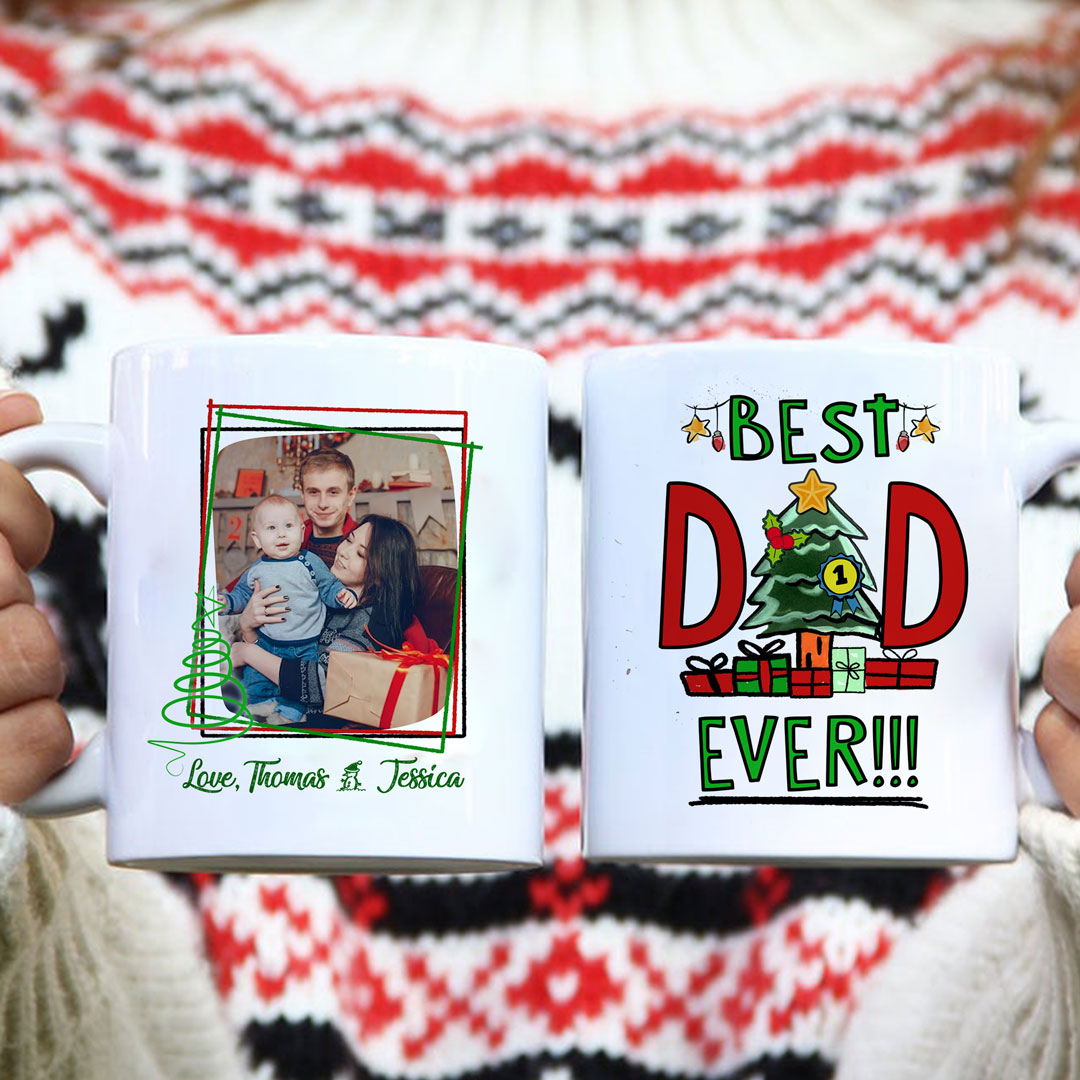 Best Dad Ever Christmas Personalized White Mug