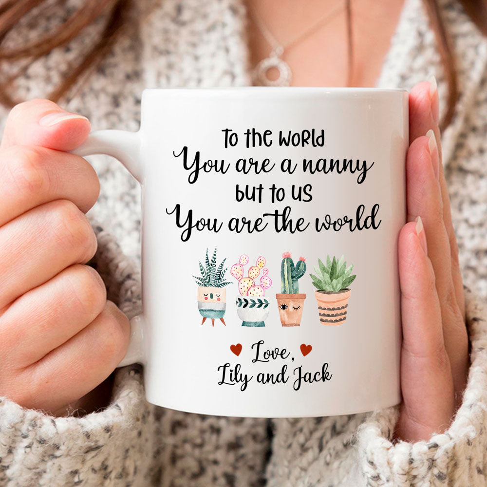 Grandma You Are The World Succulent Plant Personalized Mug