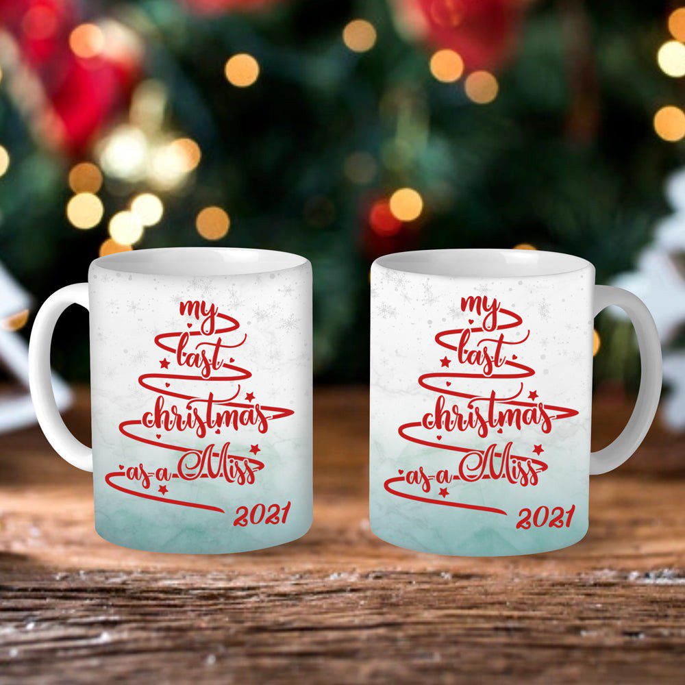 Last Christmas As A Miss Gradient Background Mug Gift For Fianc�e