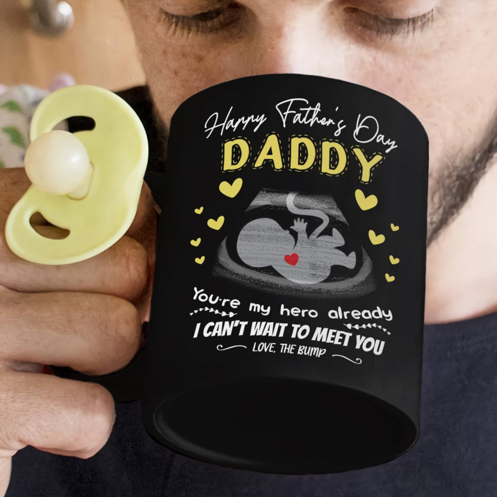 Father's Day Gift For Dad To Be Daddy My Hero Black Mug