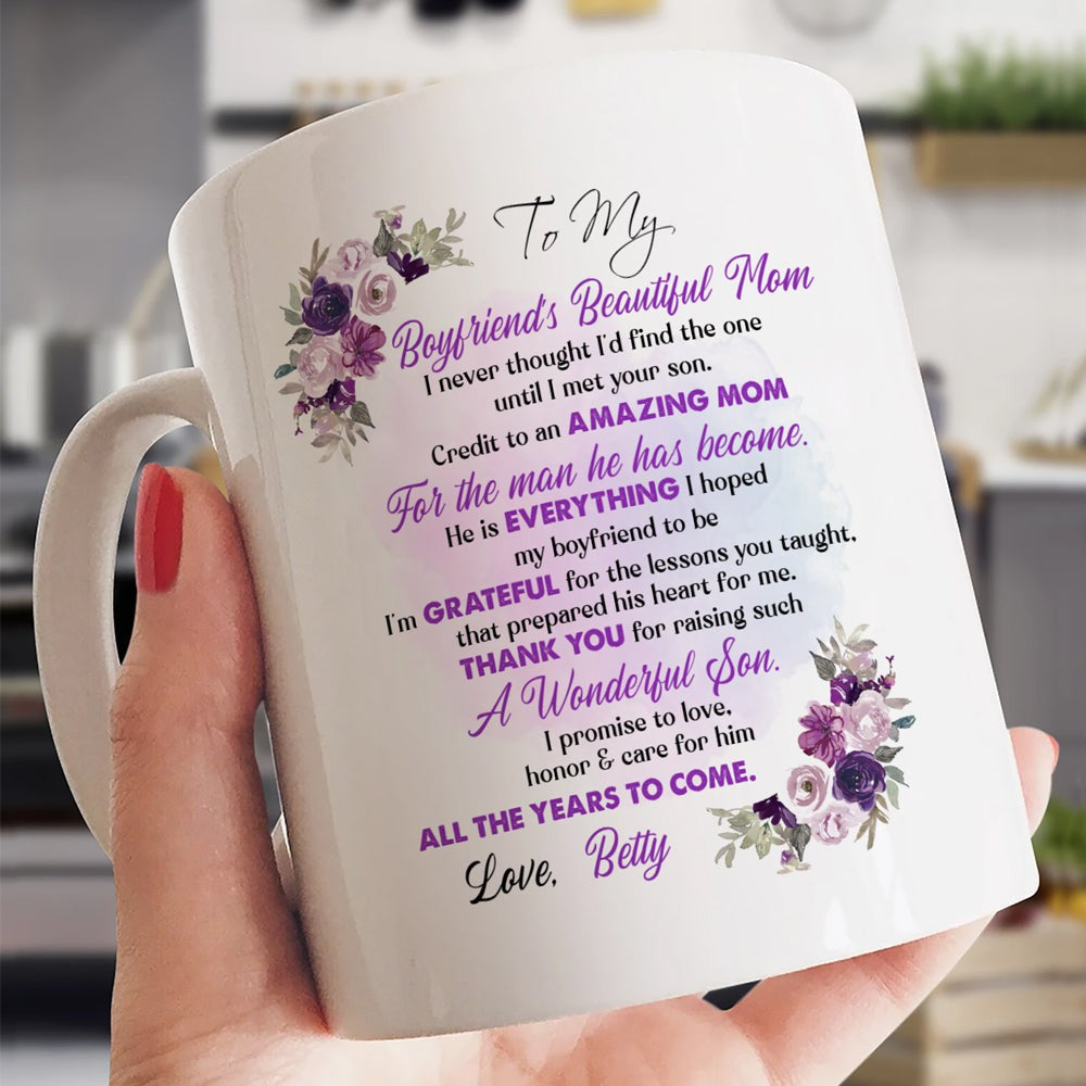 To My Boyfriend's Mom Future Mother in Law Personalized Coffee Mug