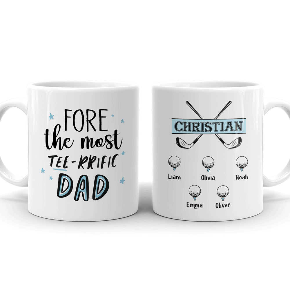 Golf Best Teerrific Dad Funny Mugs Personalized Gift For Dad