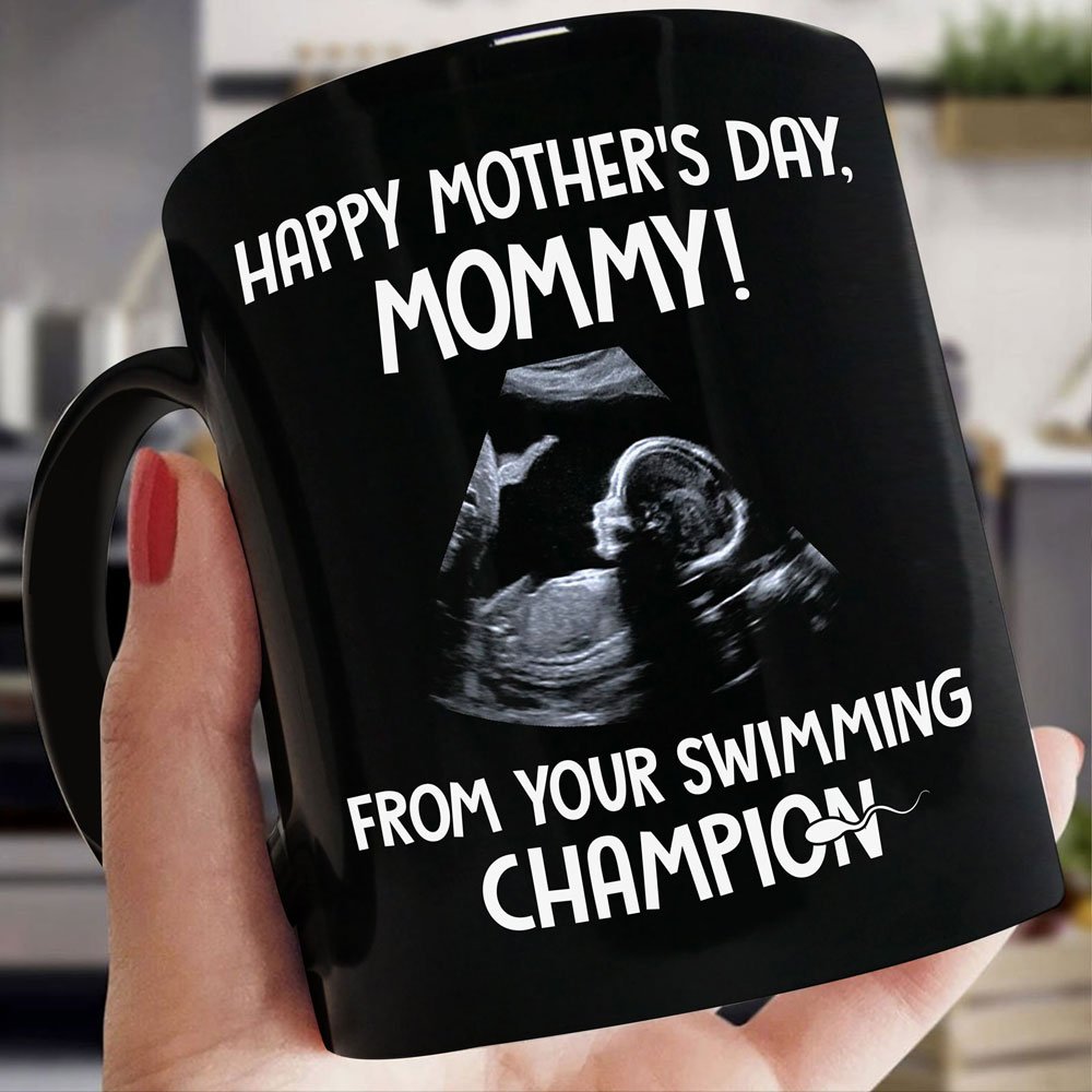 Mother's Day From Your Swimming Champion Personalized Black Mug