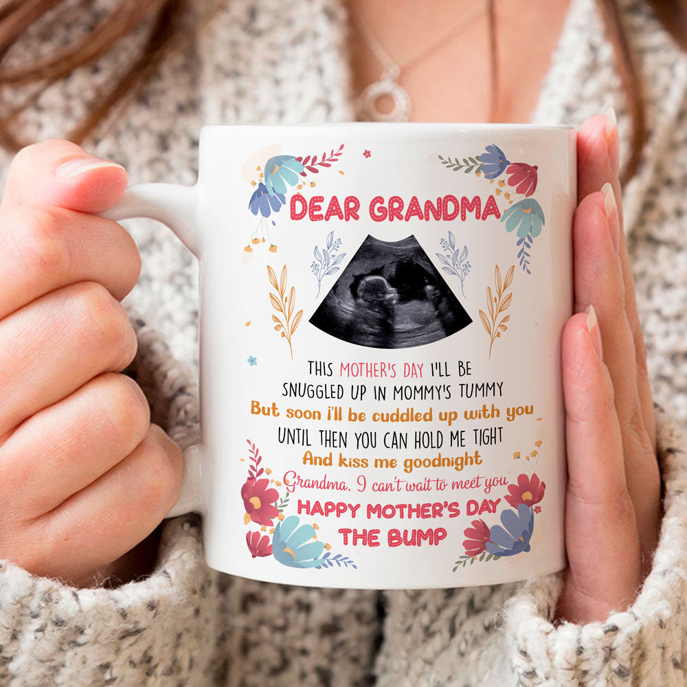 Floral Dear Grandma From The Bump This Mother's Day Personalized Mug