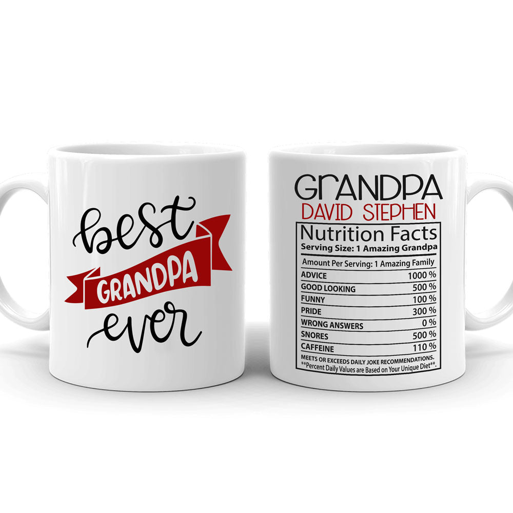 Grandpa Grandfather Grandchild Nutrition Facts Funny Personalized Mug