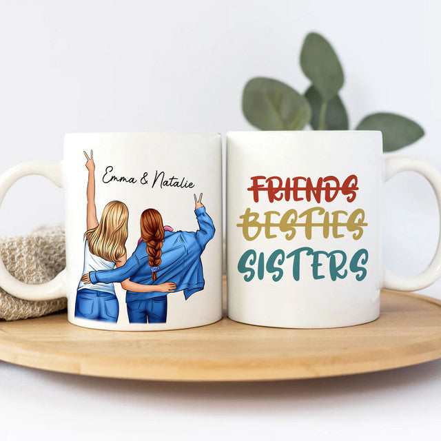 Personalized Best Friend Gift Besties Sisters Mug, Gift For Friend