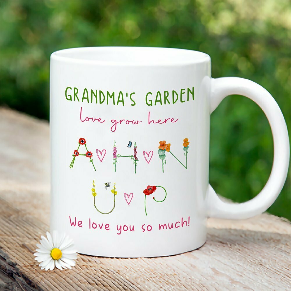 Personalized Gift For Grandma Birth Month Flower Grandma's Garden Mug