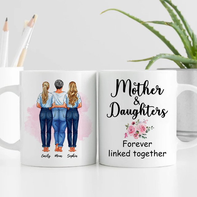 Mother Daughter Flower Mugs Personalized Gift For Mom And Daughter