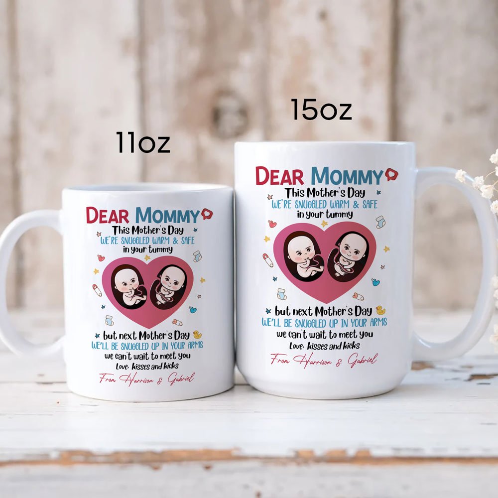 Dear Mommy Twin Mother's Day Mugs Personalized Gift For Expecting Mom