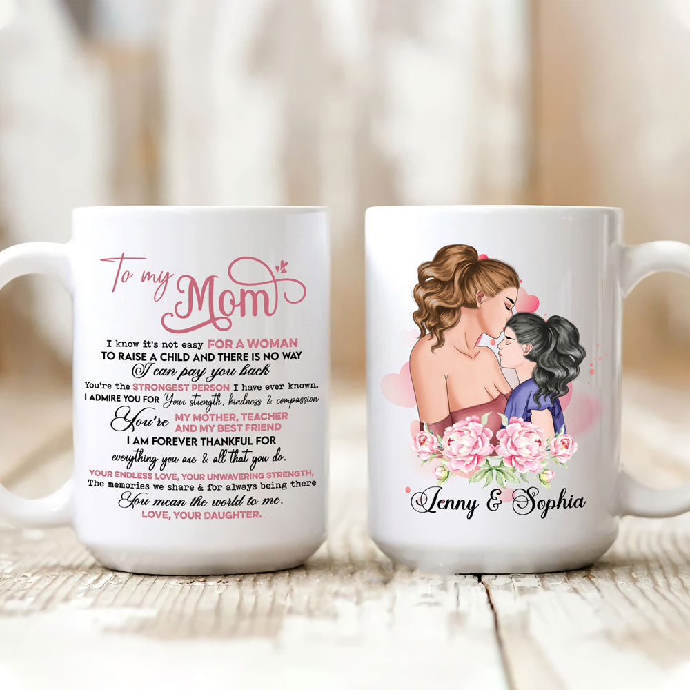 You Mean The World Mugs Personalized Gift For Mom From Daughter