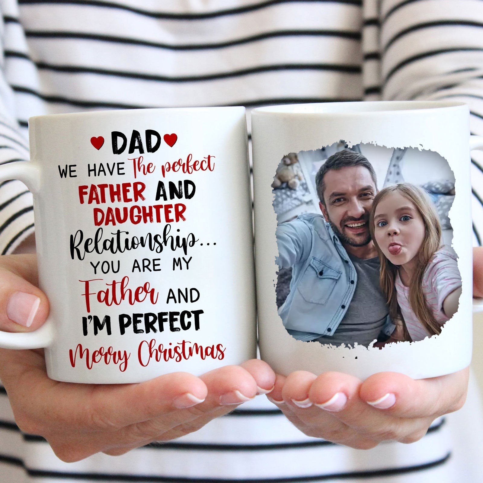 Father And Daughter Relationship Personalized Funny Christmas Mug