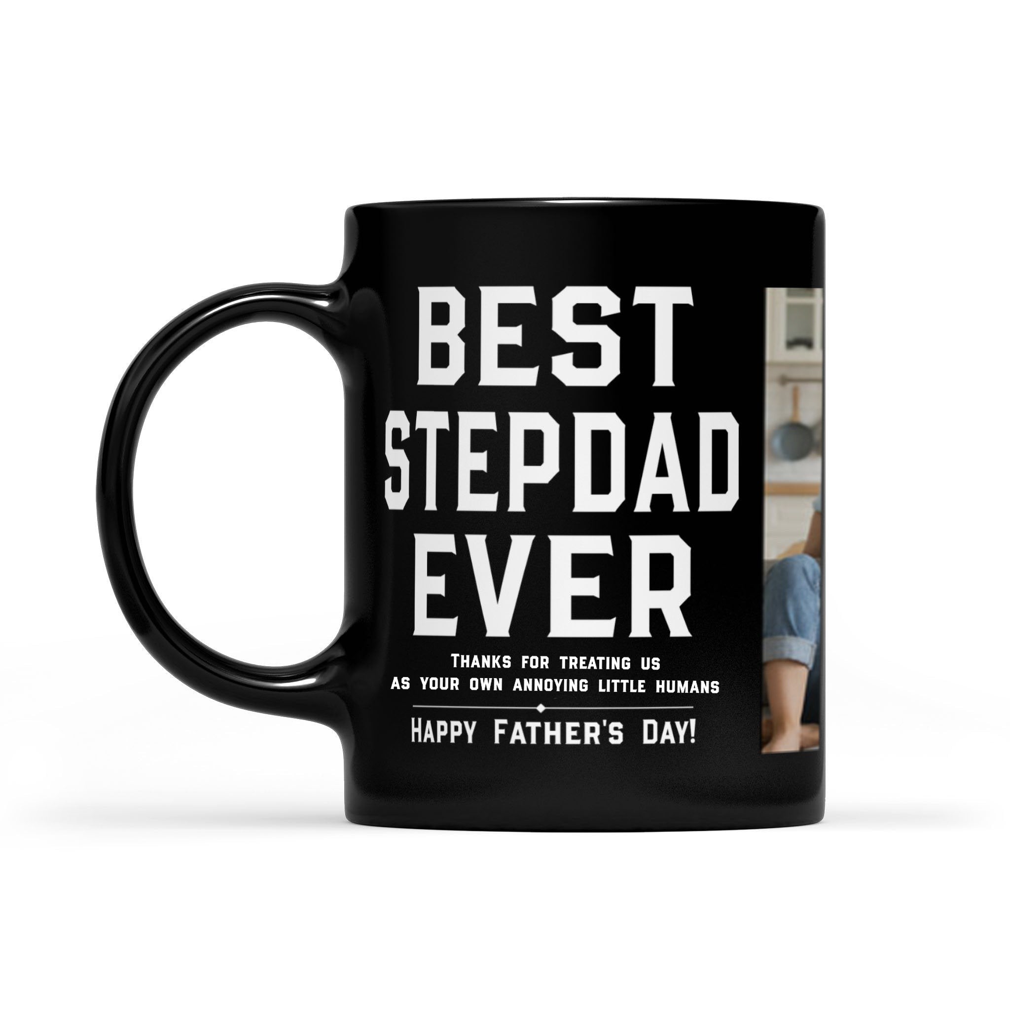 Personalized Best Stepdad Ever Black Mug Father's Day Gift For Stepdad