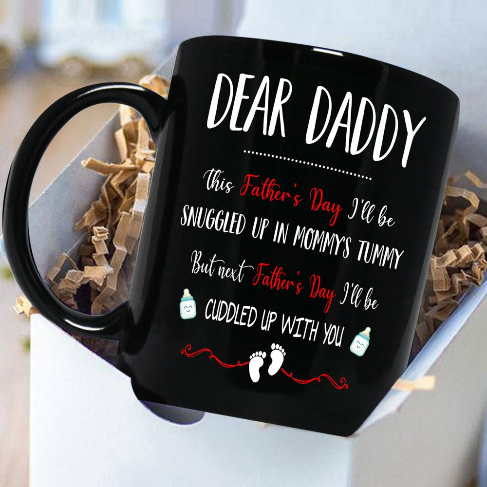 Gift For Expecting Dad Dear Daddy This Father's Day Black Bump Mug