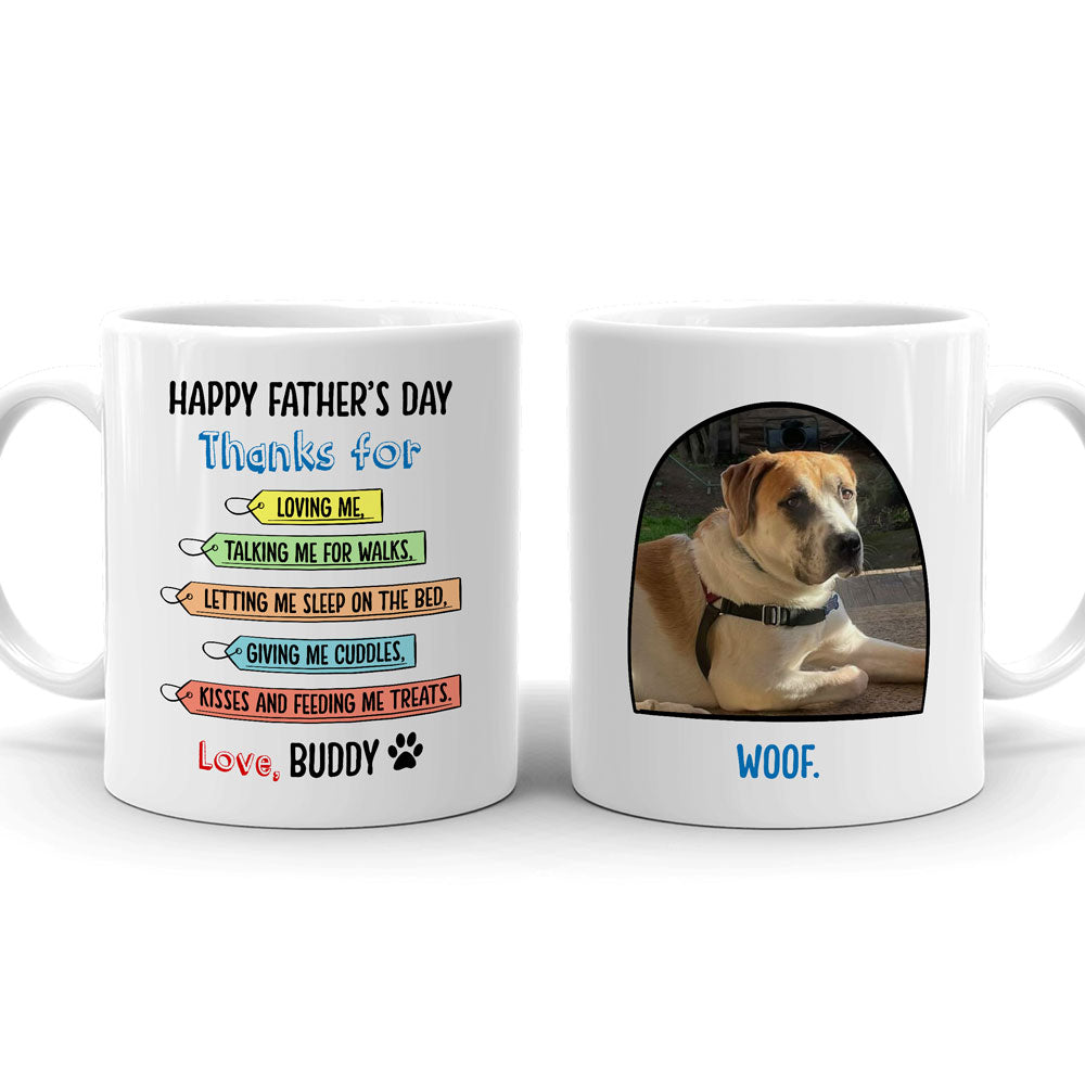 Custom Photo World's Dog Dad Woof Personalized Simple Mug