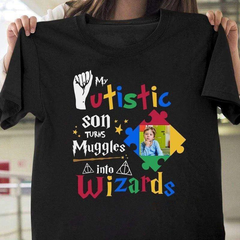 Personalized My Autistic Son Turns Muggle Autism Shirt Gift For Mom