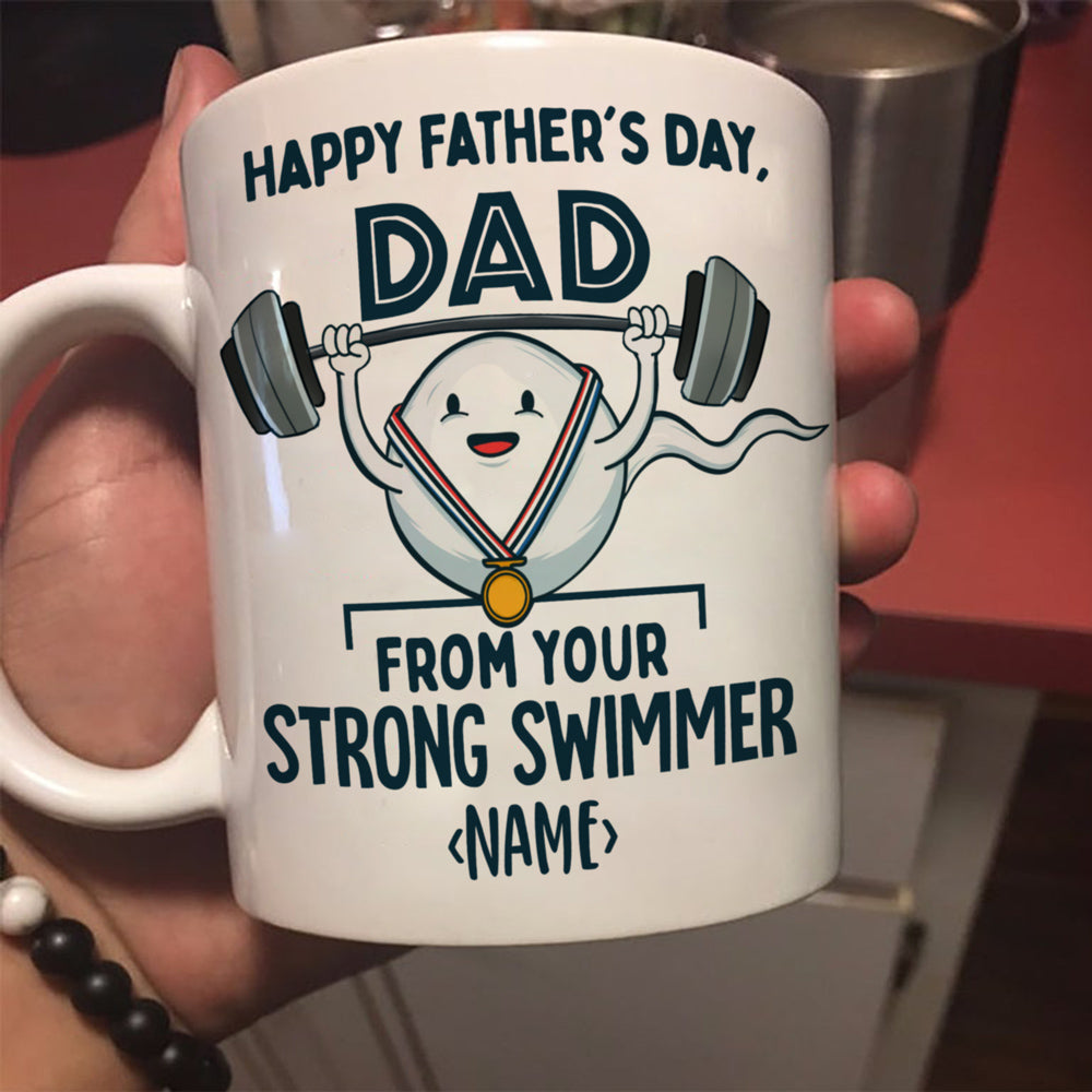 Father's Day Strong Swimmer Funny Personalized Mug For Dad