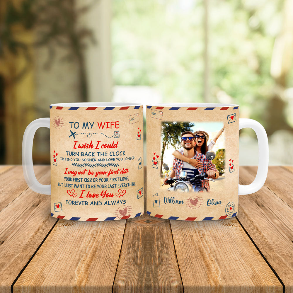 Personalized To My Wife From Husband Custom Photo Vintage Envelope Mug