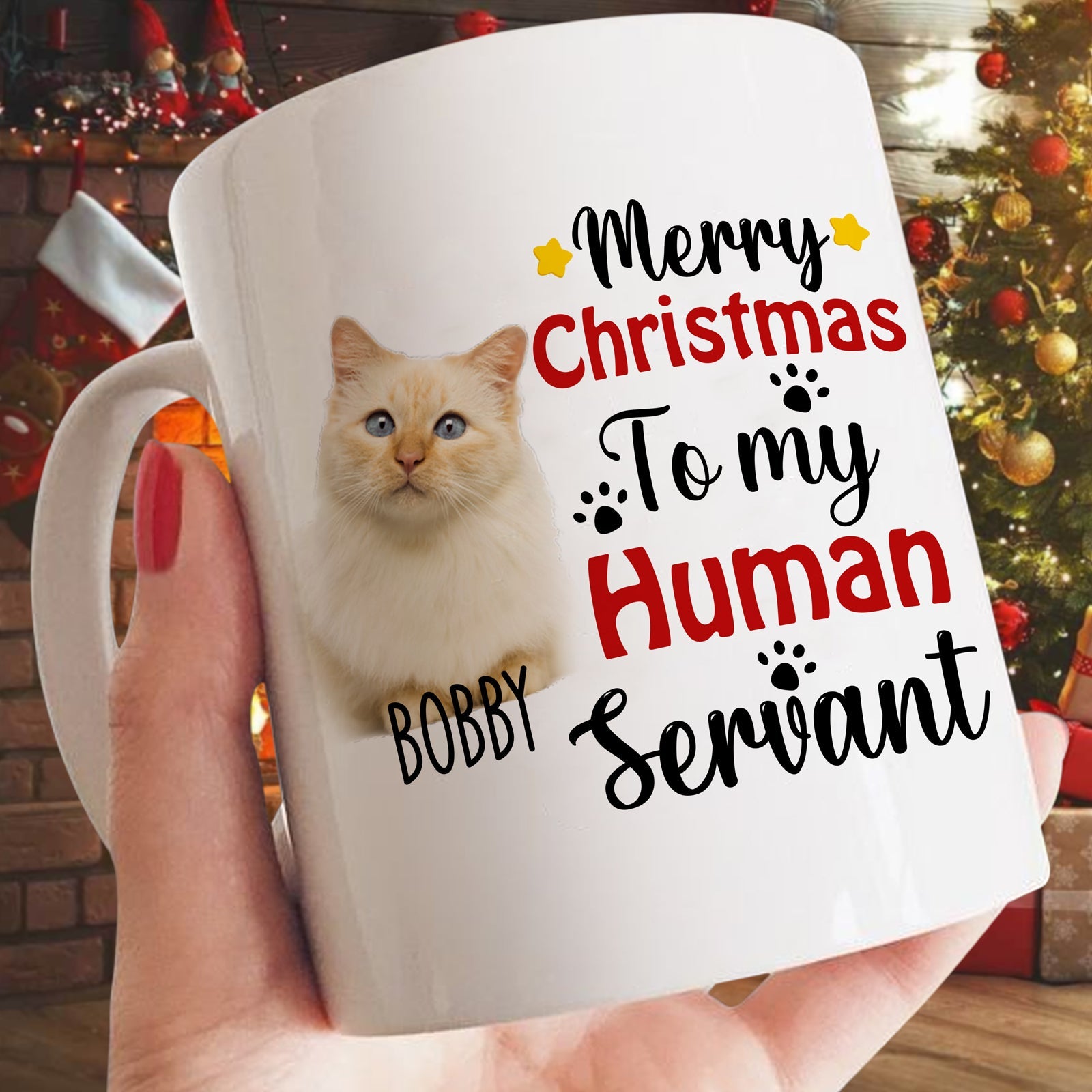 Dog Cat Lover Christmas Human Servant Personalized Mug