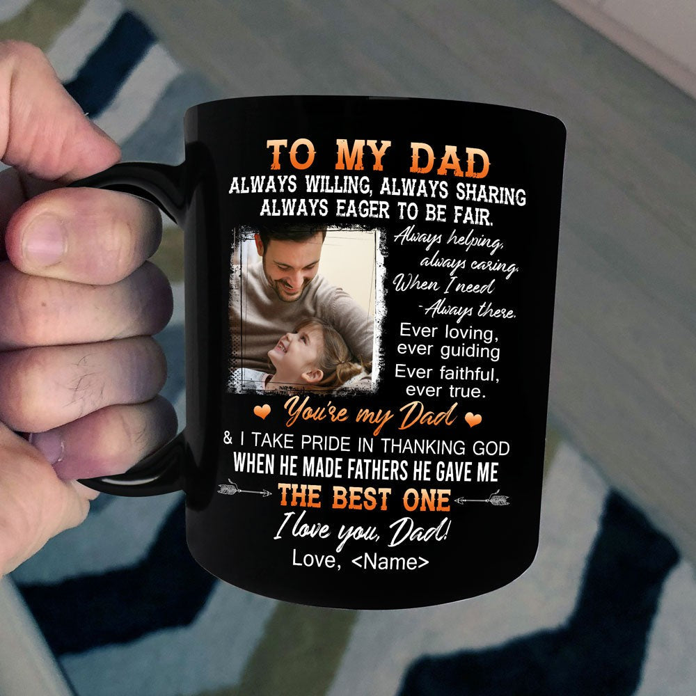 Gift For Dad Thank God He Gave Me The Best Dad Personalized Black Mug