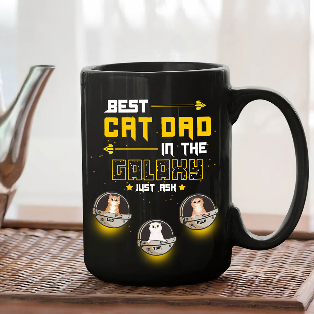 Best Cat Dad In The Galaxy Funny Cat Dad Personalized Mug