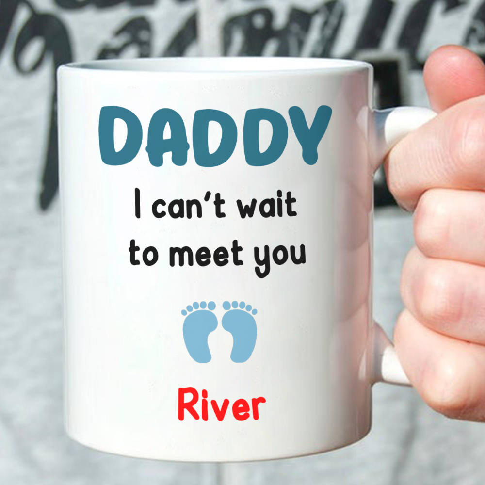 Can't Wait To Meet Chirstmas Mugs Personalized Gift For Expecting Dad