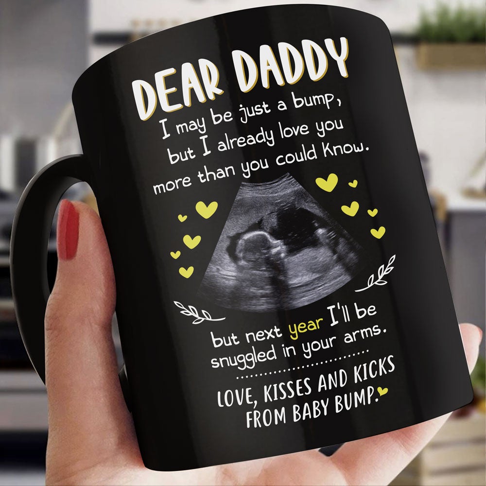 Personalized Gift For Dad To Be Black Mug I May Be Just A Bump