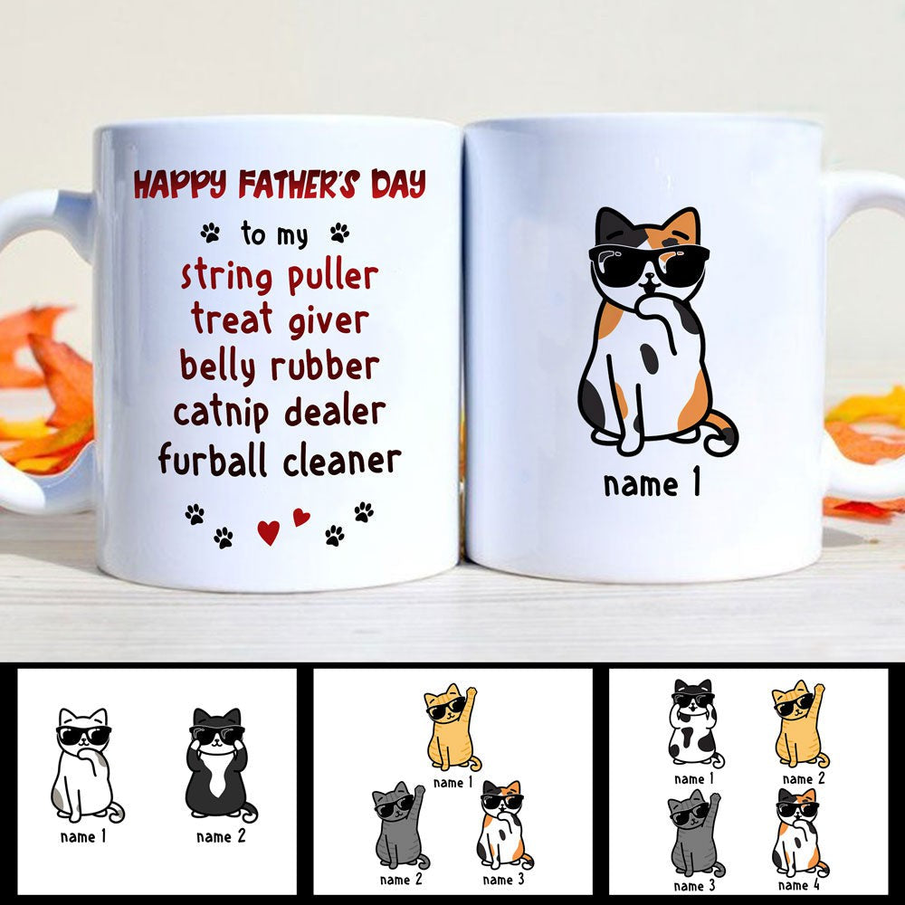 Happy Father's Day For Cat Dad String Puller Cat Dad Personalized Mug