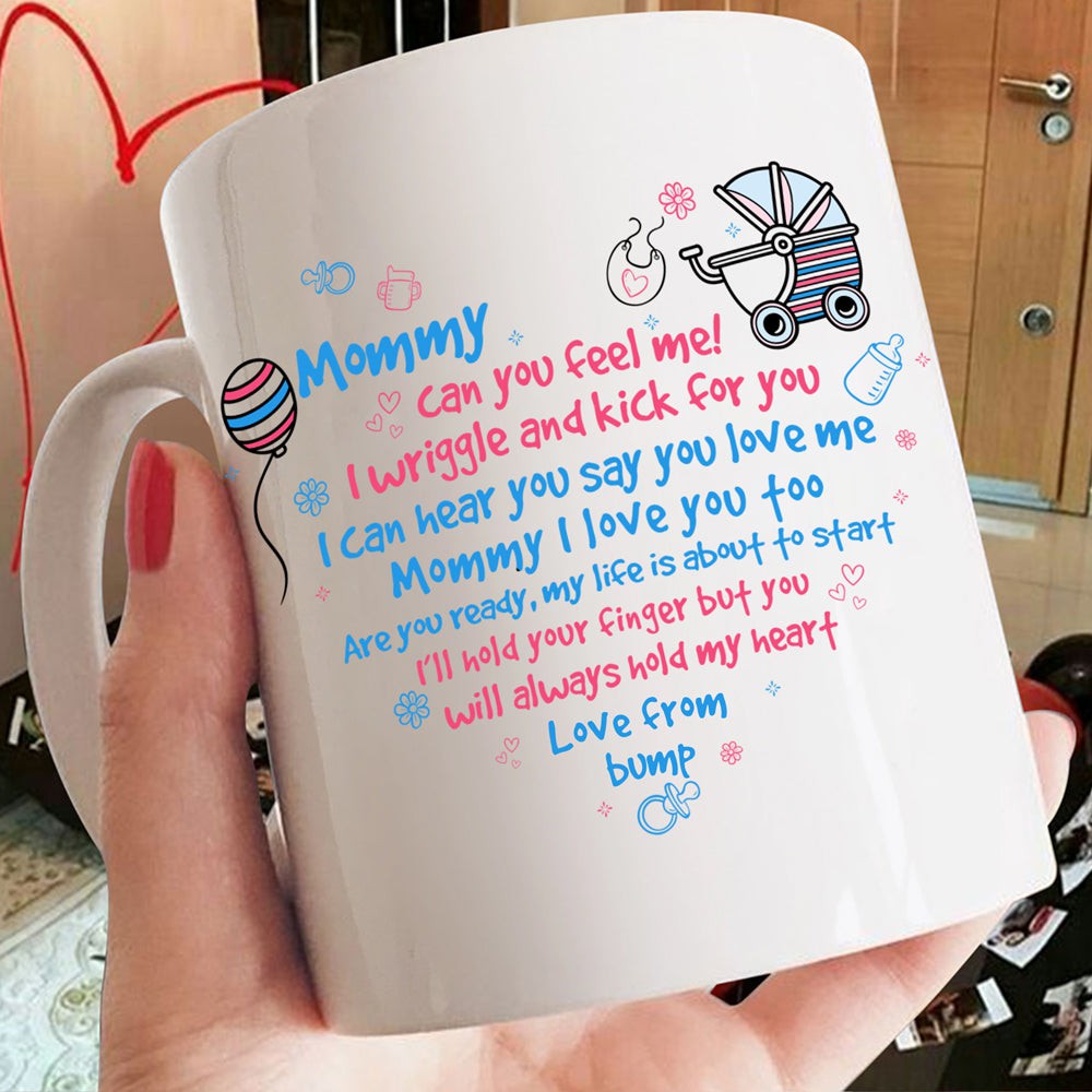 Mommy Can You Feel Me Bump Mugs Gift For Expecting Mom