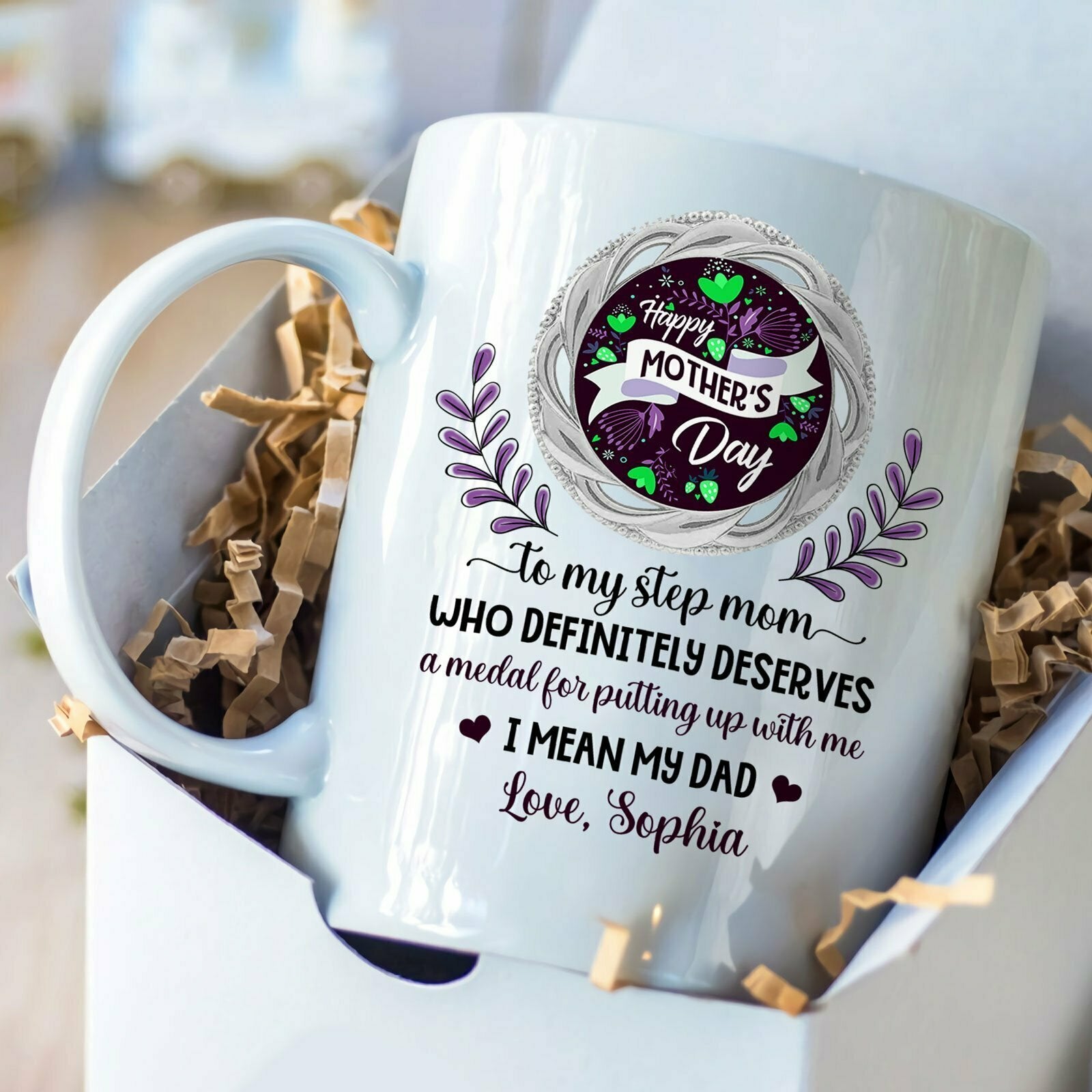 Mother's Day Bonus Mom Step Mom Medal Mom Personalized Mug