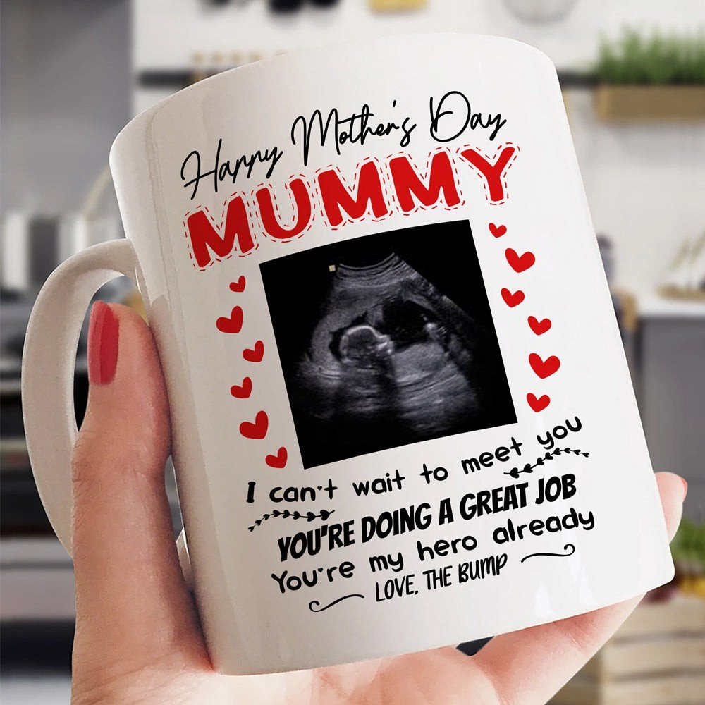 Personalised Mother's Day Mummy My Hero From The Bump Ultrasound Mug