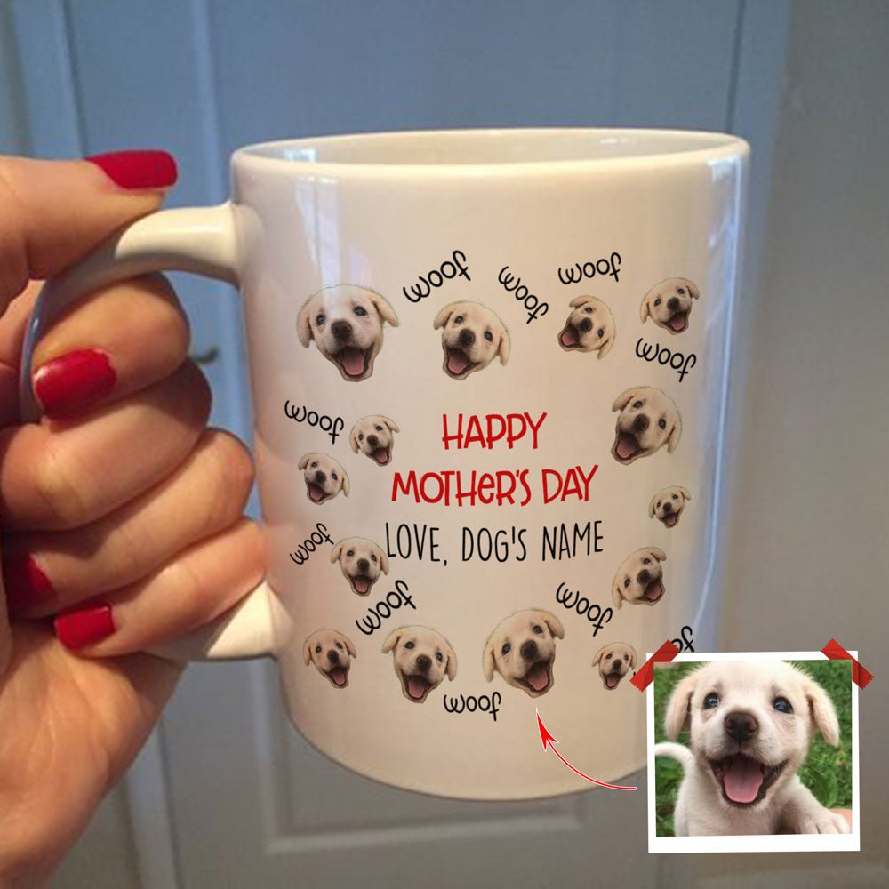 Personalized Woof Woof Dog Face Happy Mother's Day Mug