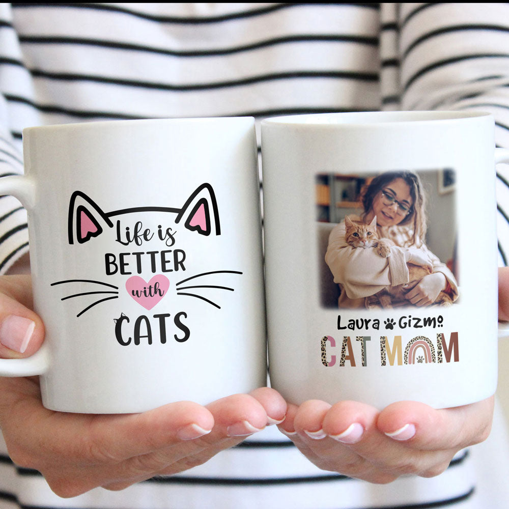 Personalized Cat Mom Life Is Better With Cats Funny Mug