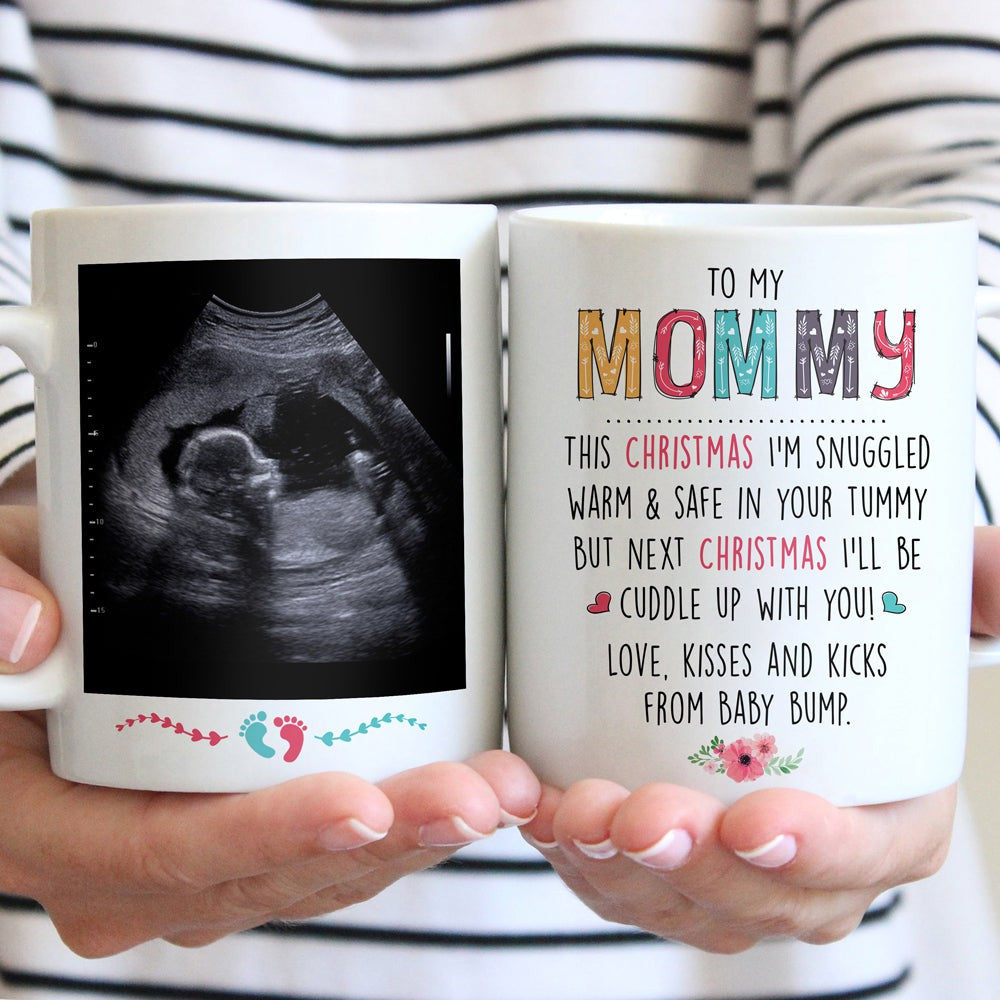 Christmas Gift For Mom To Be Kisses Kicks Baby Bump Personalized Mug