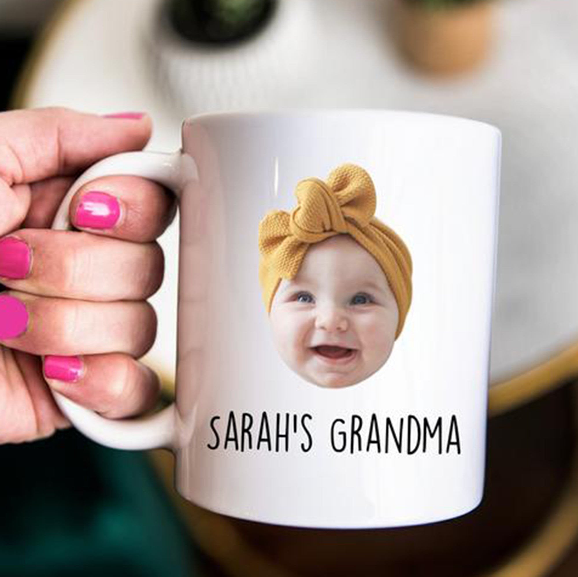 Personalized Baby Name And Picture Mug Gift For Grandmother