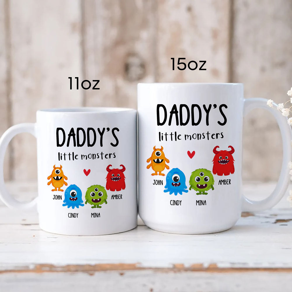 Daddy's Little Monsters Funny Mugs Personalized Gift For Dad