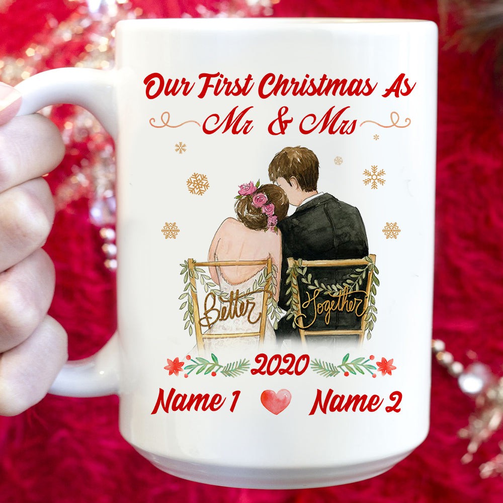 Christmas Newlywed Our First Christmas Anniversary Personalized Mug