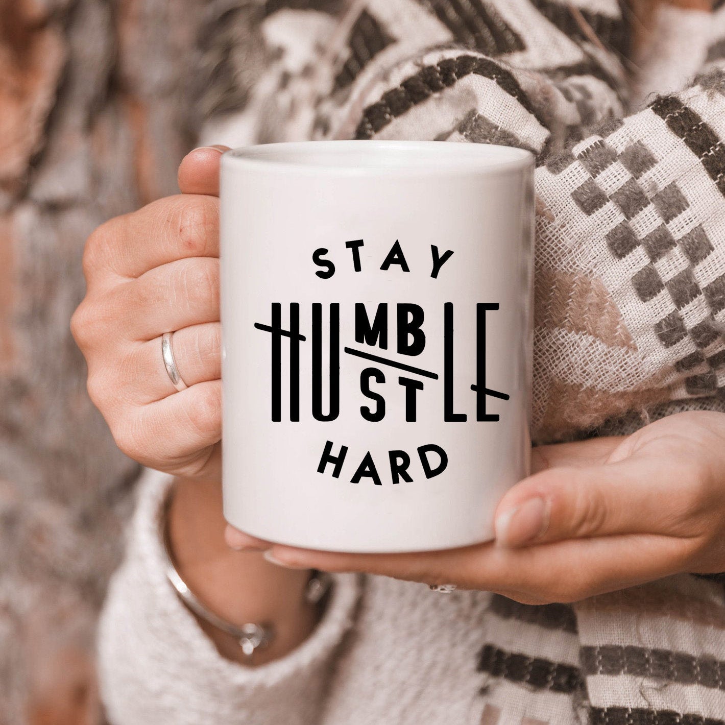 Stay humble hustle hard coffee mug