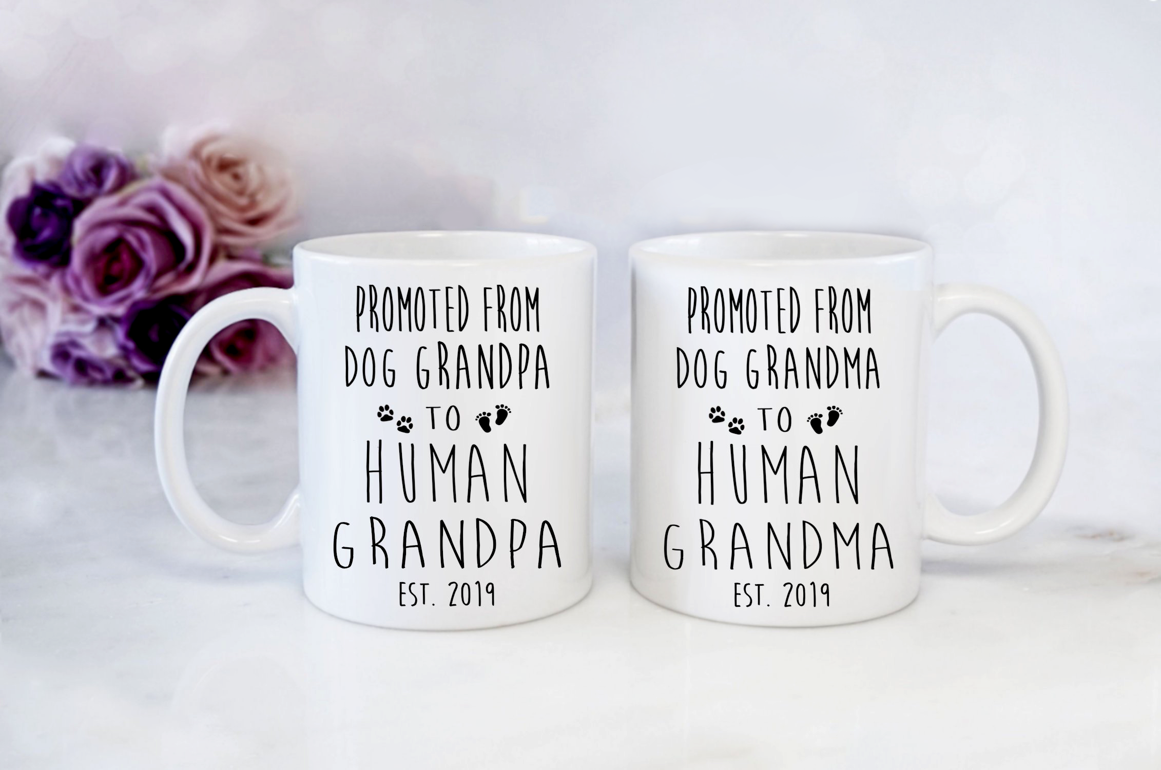 Grandparent Promoted From Dog Grandpa Grandma Personalized Set Mug