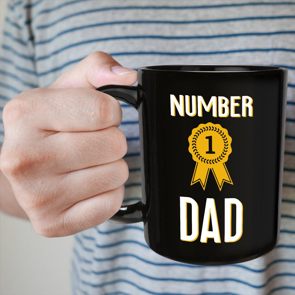 Gift For Dad Number One Daddy Black Mug