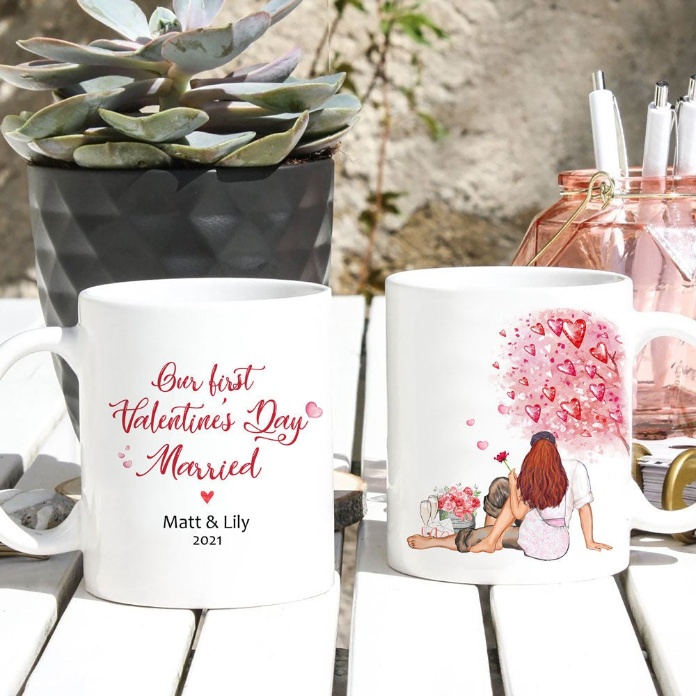 Personalized Our First Valentine's Day Anniversary Married Mug