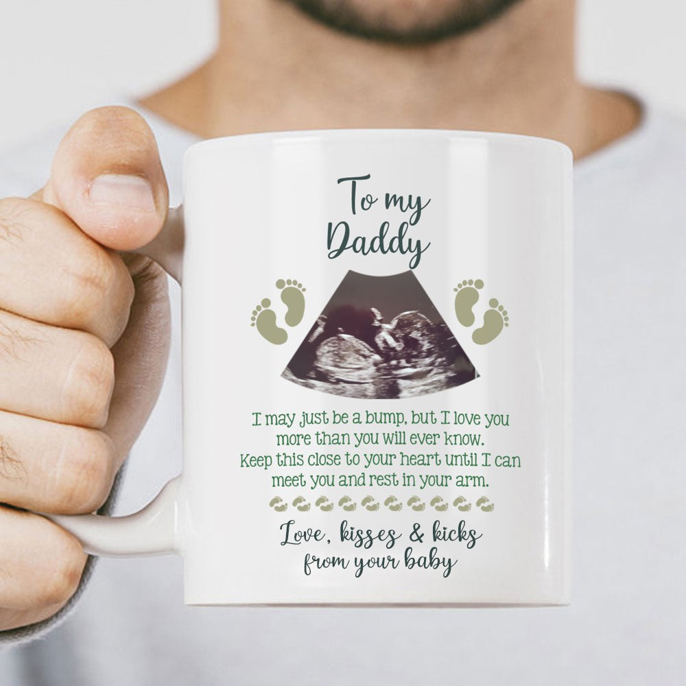 Gift for Dad My Daddy From The Bump Kisses and Kicks Personalized Mug