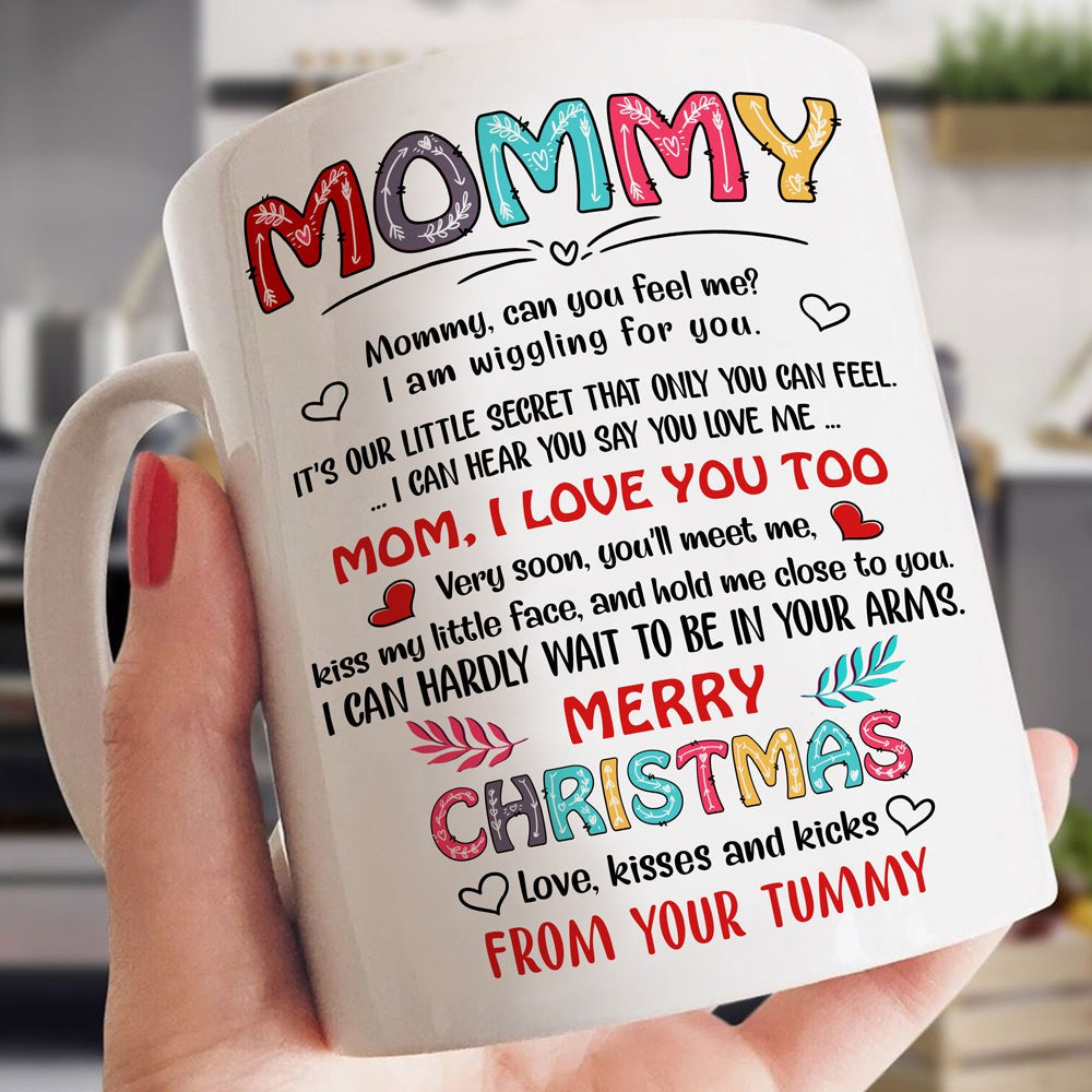 Gift For Expecting Mom I Love You Too Merry Christmas Bump Mug