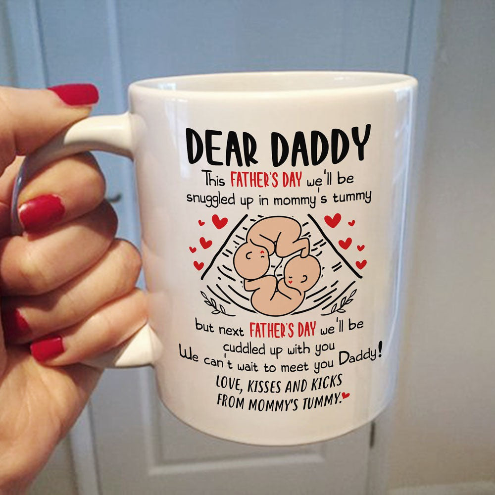 Father's Day Gift For Dad From Babies Twins Can't Wait To Meet You Mug