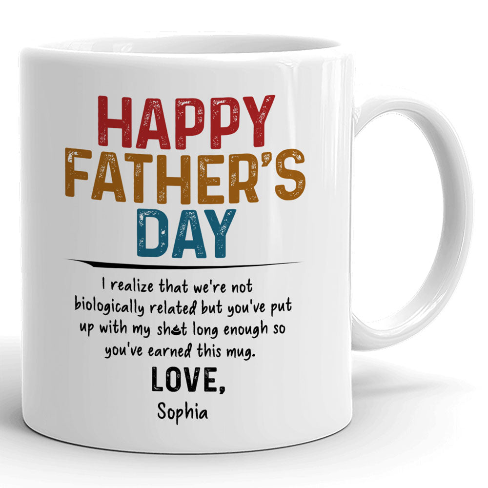 Earned Funny Father's Day Mugs Personalized Gift For Step Dad