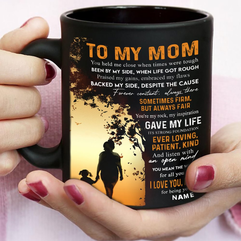 Personalized Orange Mom You Held Me Close Mug From Daughter