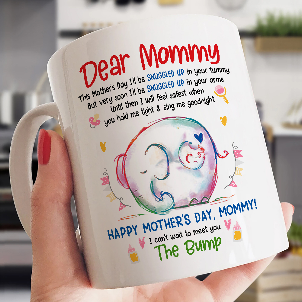 Snuggled Baby Elephant Mommy Mother's Day Mug