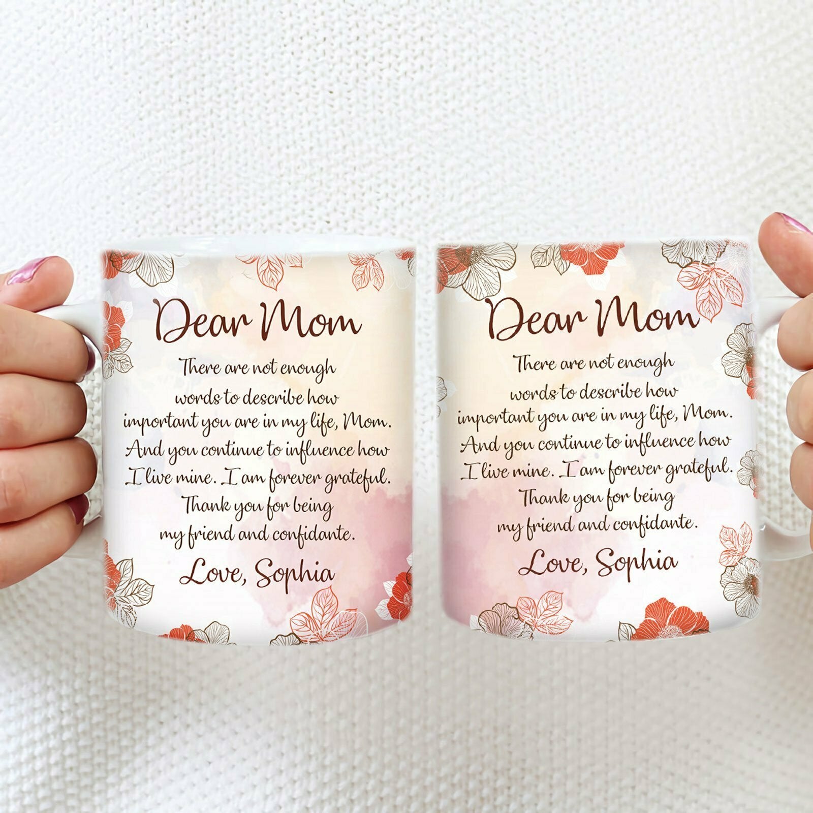 Mother's Day Mom Flower I Love You Meaningful Personalized Mug