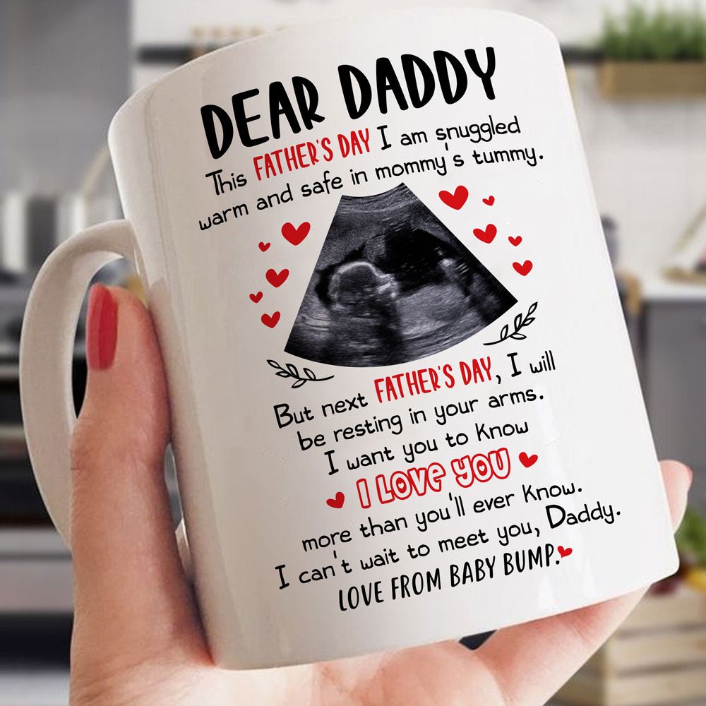 Personalized Gift For Dad To Be Father's Day Love From Baby Bump Mug