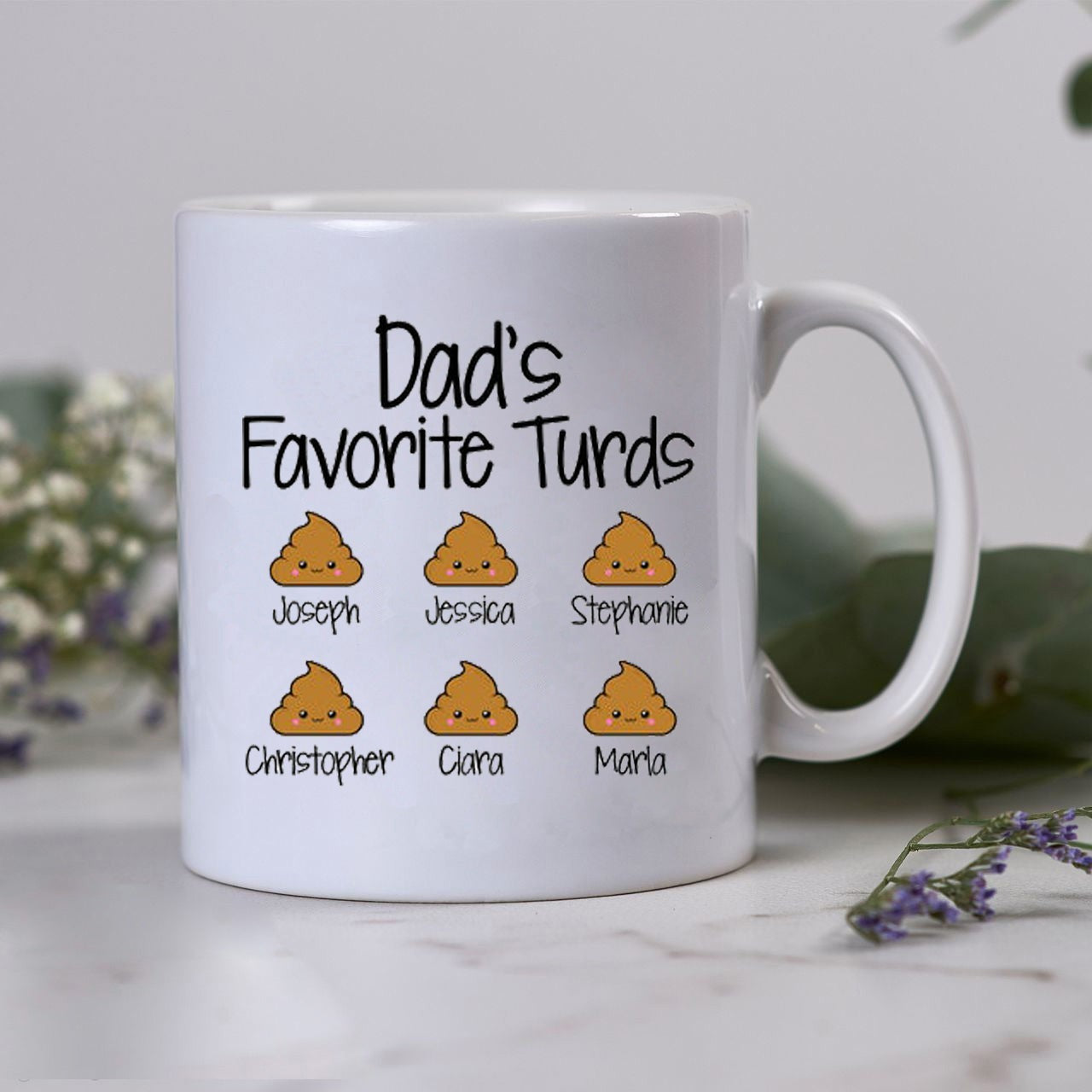 Personalized Dad's Favorite Turds Mug Gift For Dad